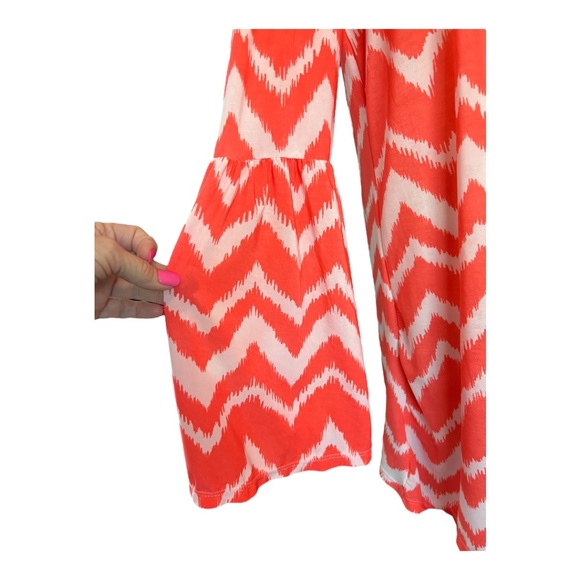 👗 EUC WEST LOOP Coral Chevron Off Shoulder Dress | Size XL - Picture 3 of 6